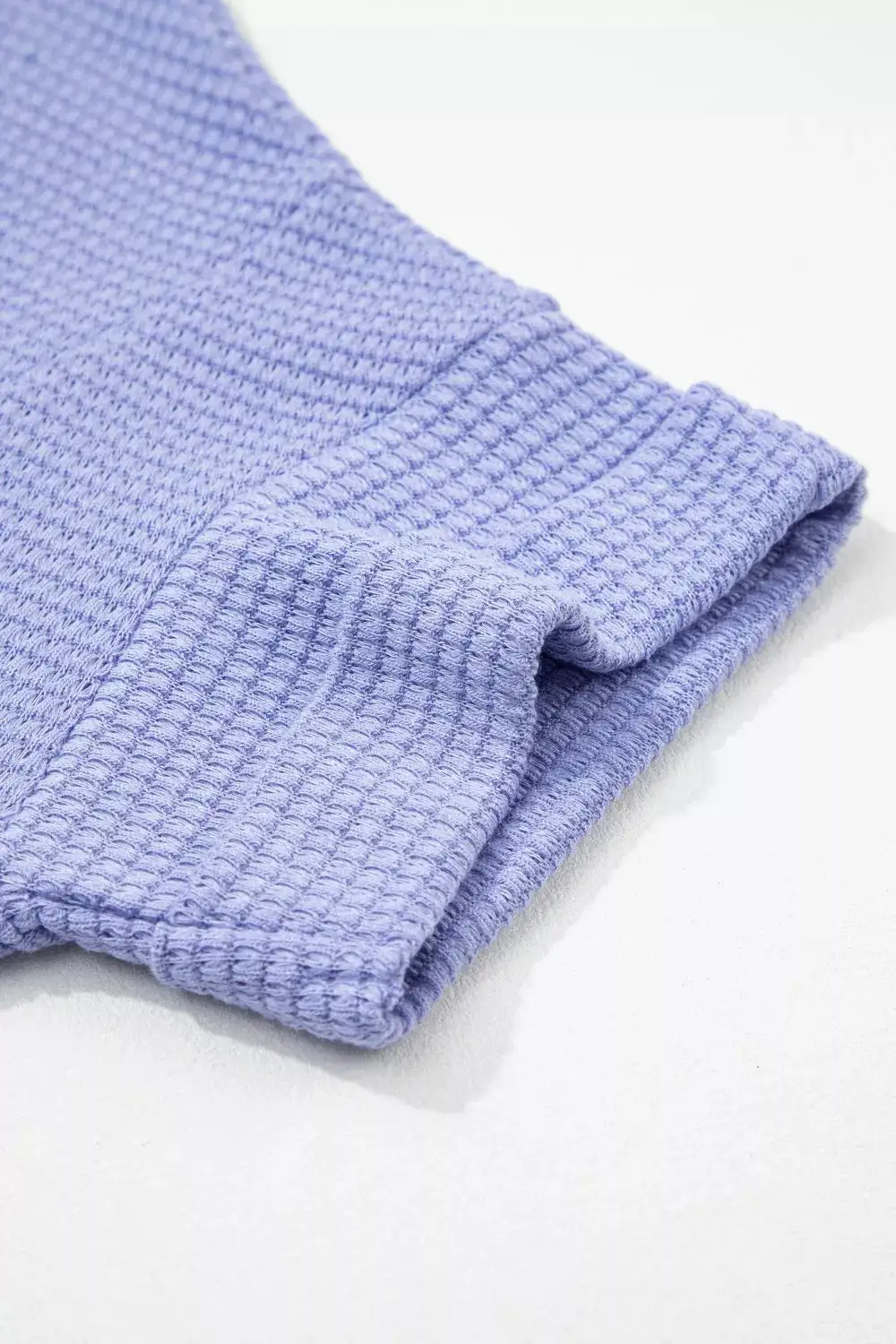 V Neck Short Sleeve Plus Waffle Knit