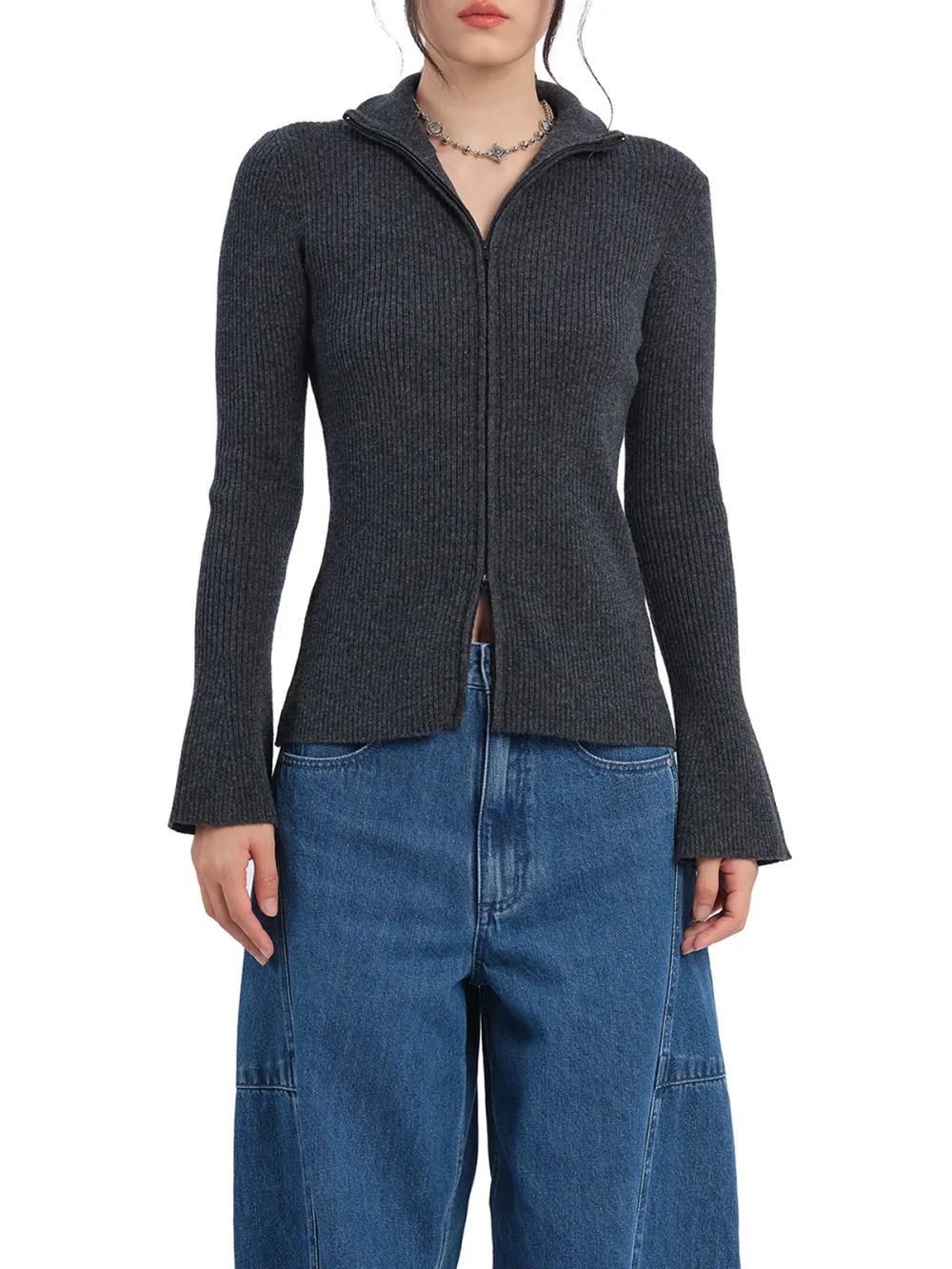 Slim - Fit Zip - Up Knit Cardigan