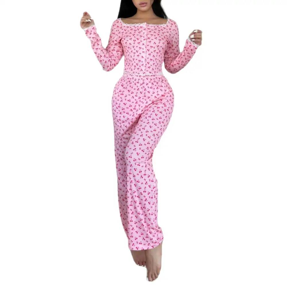 Lace Trim Loungewear Pajama Set