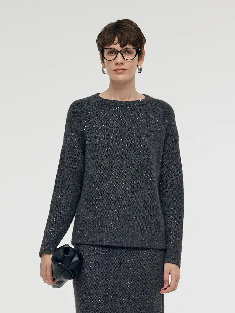 Mohair Wool Blend Sequins Women Sweater