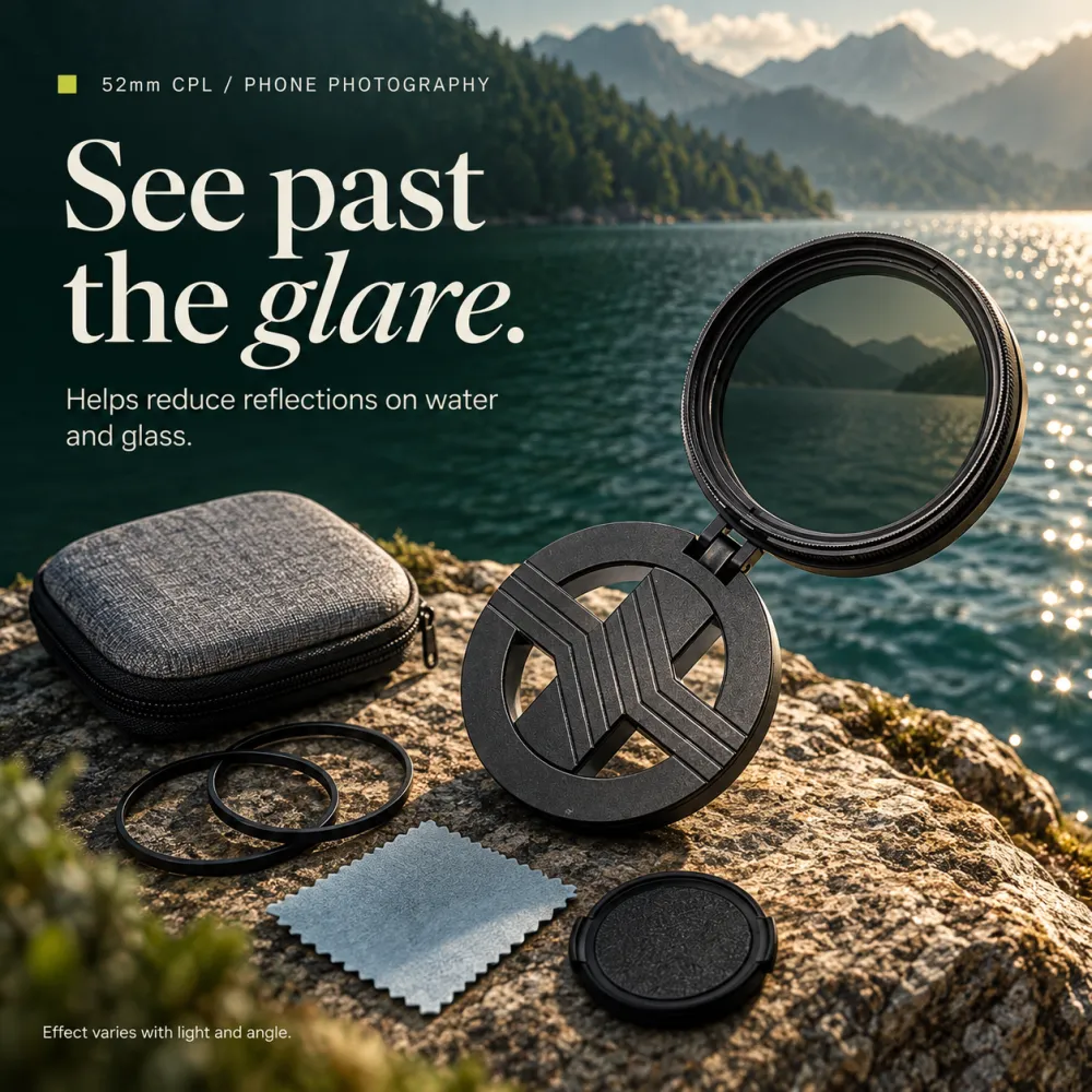 52mm Magnetic Phone Camera Filter Kit with Foldable Mount - 13 Filter Styles