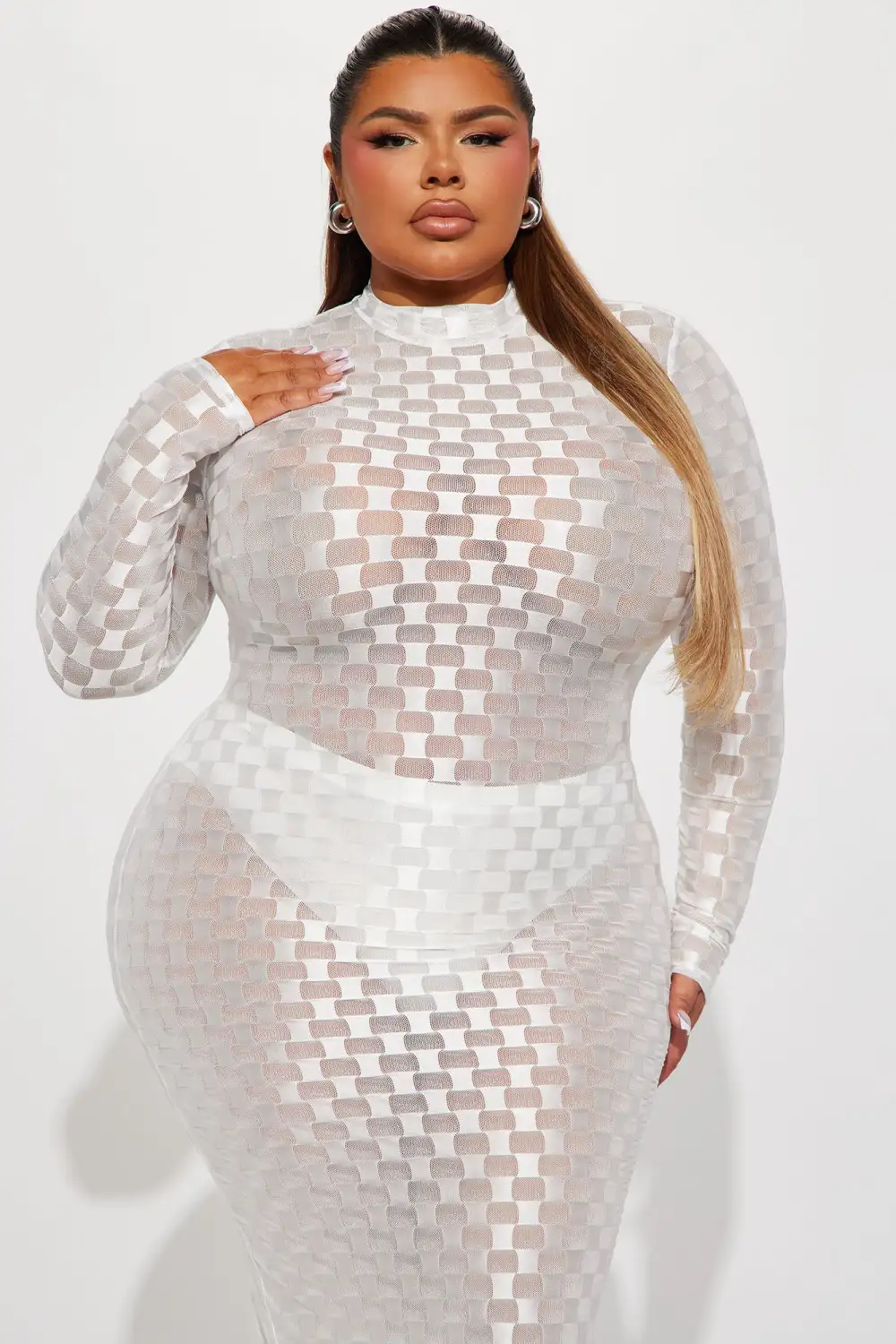 Checkmate Checkered Maxi Dress - White