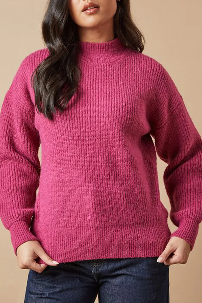 Casual Style Crew Neck Desert Rose Sweaters
