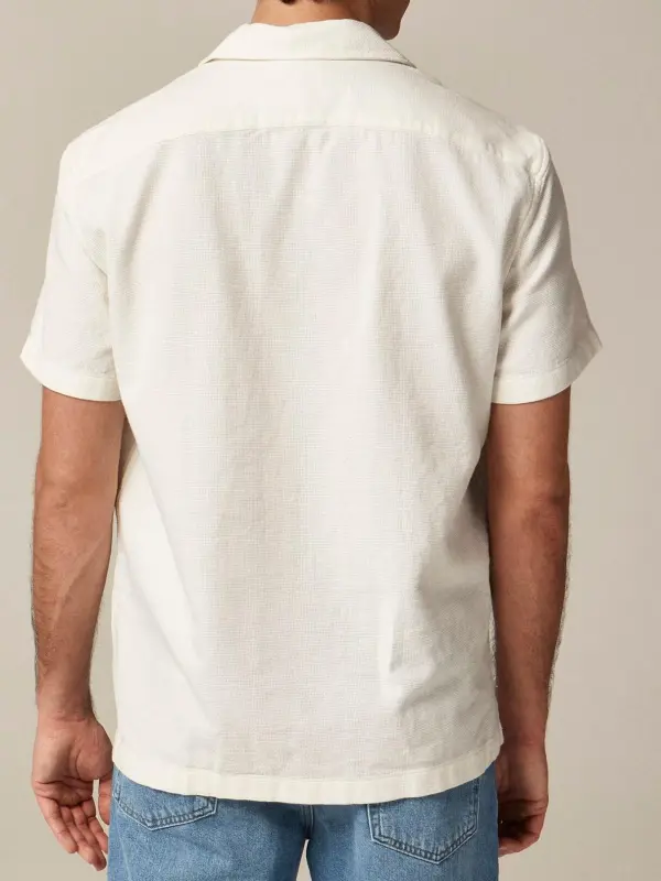 Cream Colored Short Sleeve Resort Style Shirt