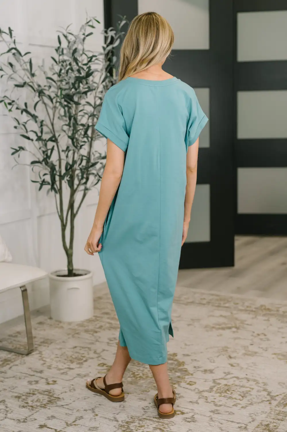 Casual Short Sleeve Midi Dress
