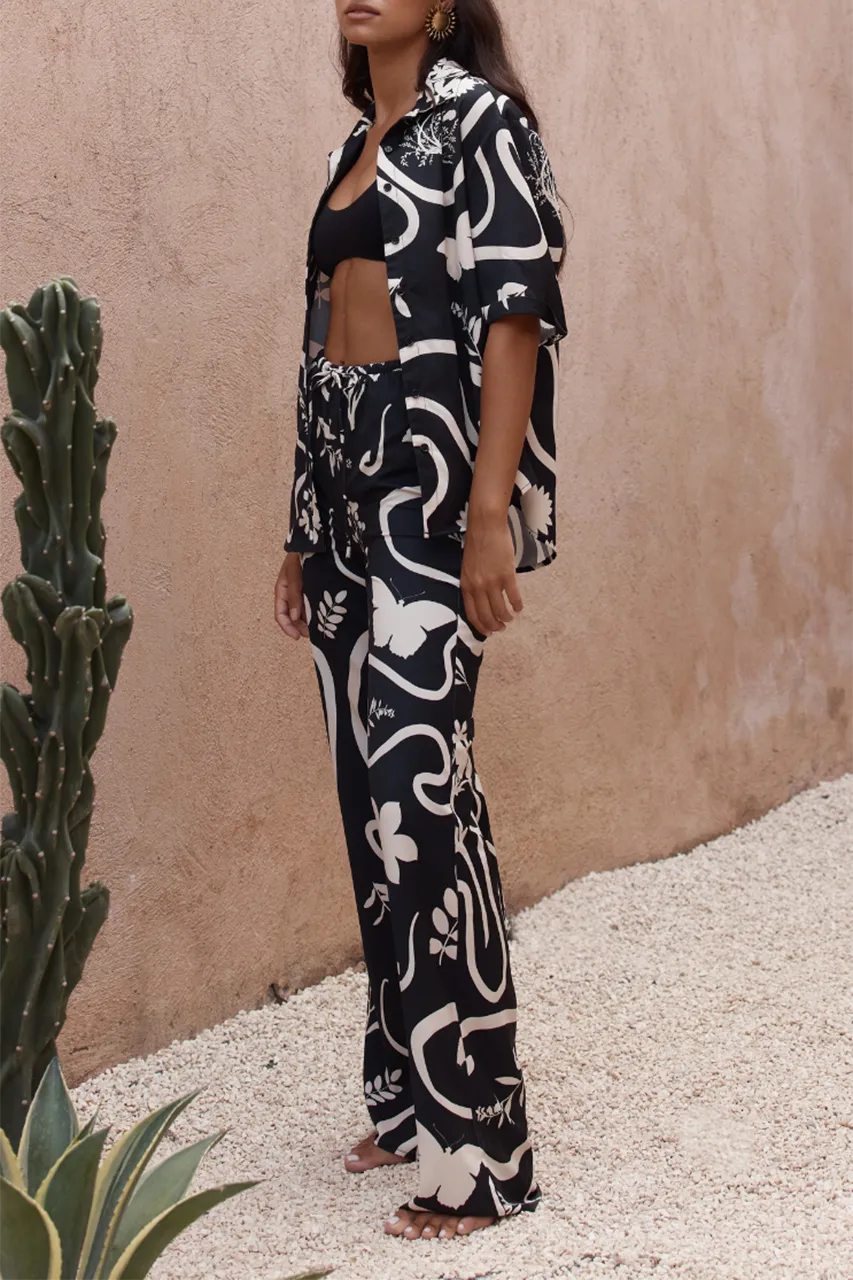 Retro Print Casual Pants