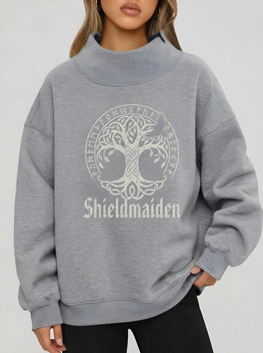 Viking Shieldmaiden Yggdrasil Rune Casual Hoodie Sweatshirt