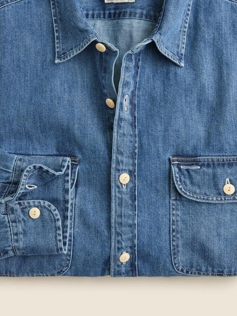 Dark Blue Double Pocket Denim Shirt