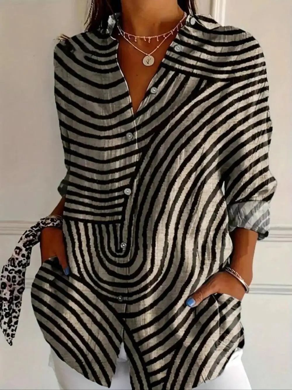 Versatile Striped Button Up Button Up Shirt