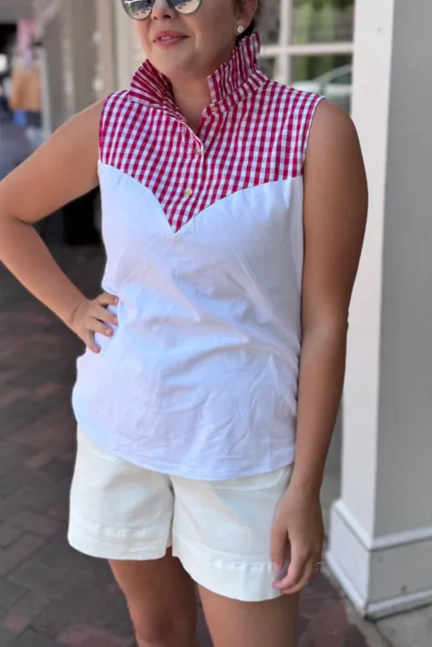 Gingham Texture Tank Top
