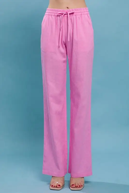 Modern Roomy Linen Blend Smocked Casual Pants