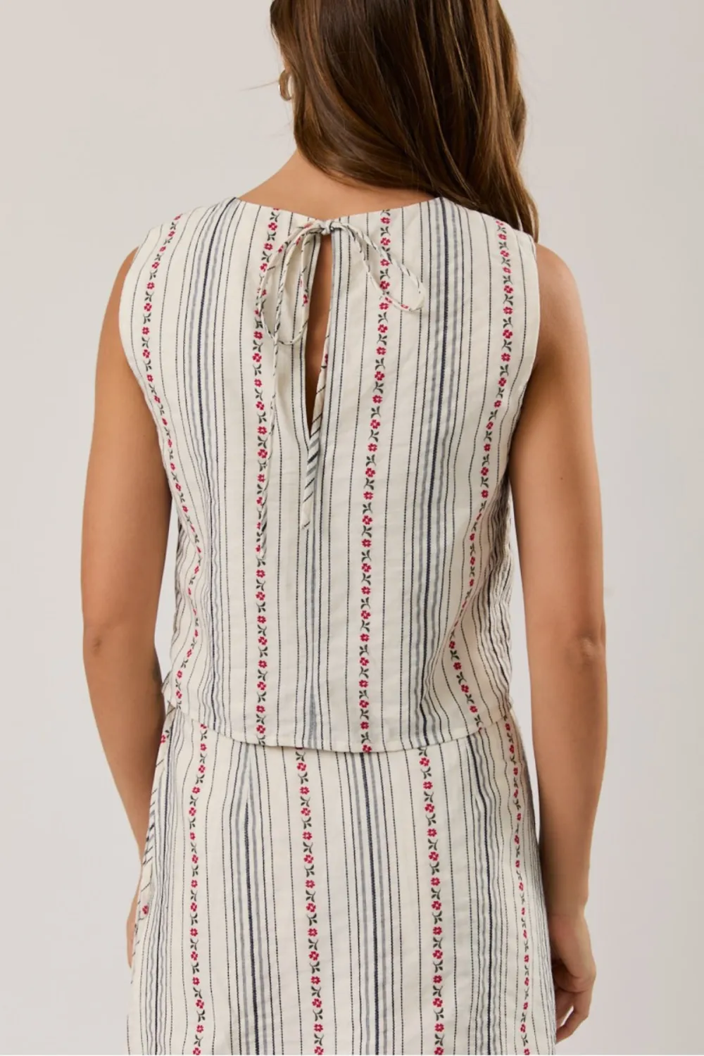 Sleeveless Tie Stripe Top