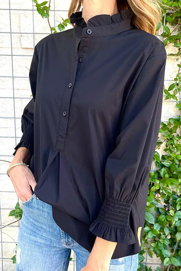 Relaxed Button Front Blouse