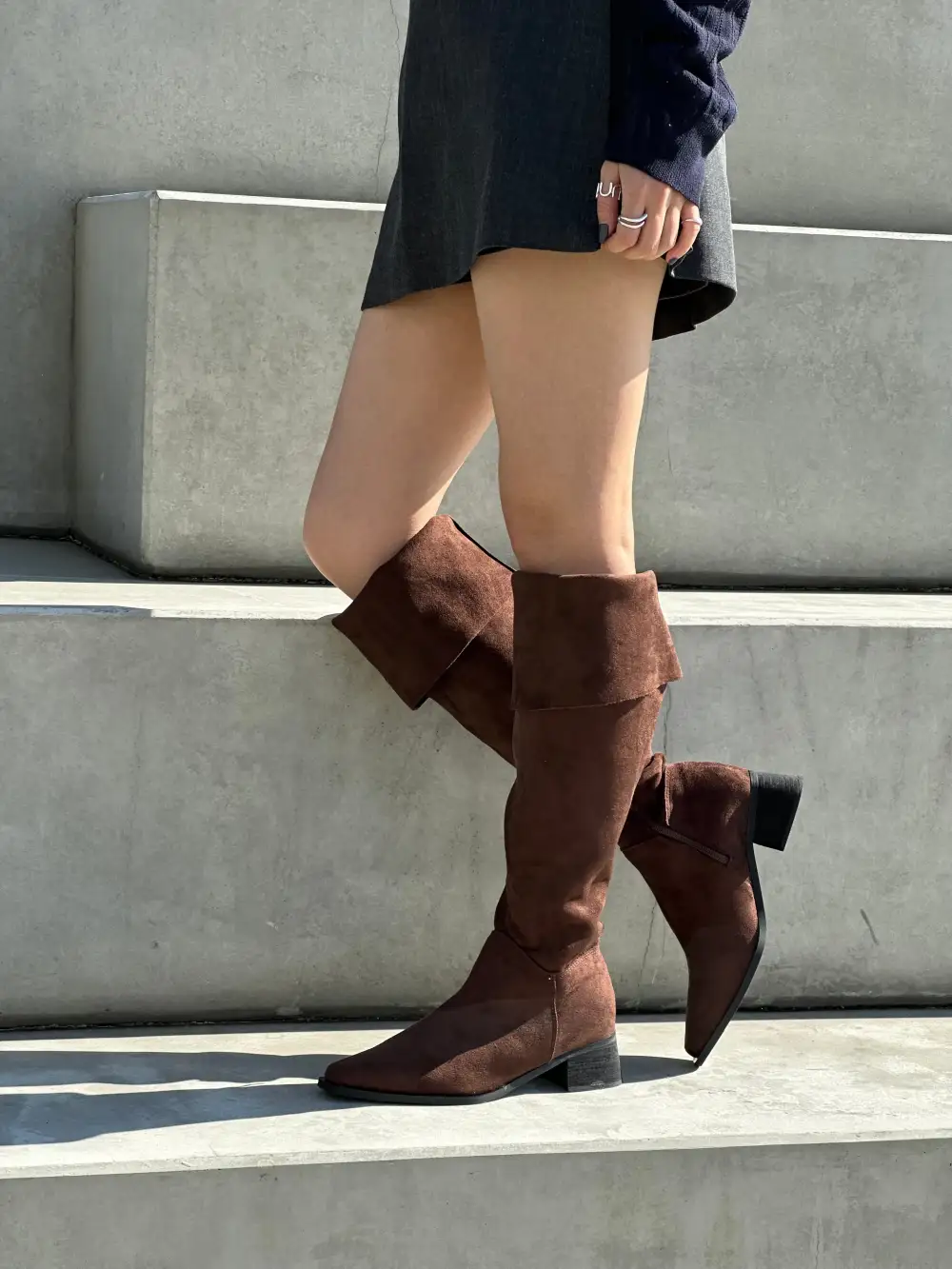 Faux Suede Knee High Boots