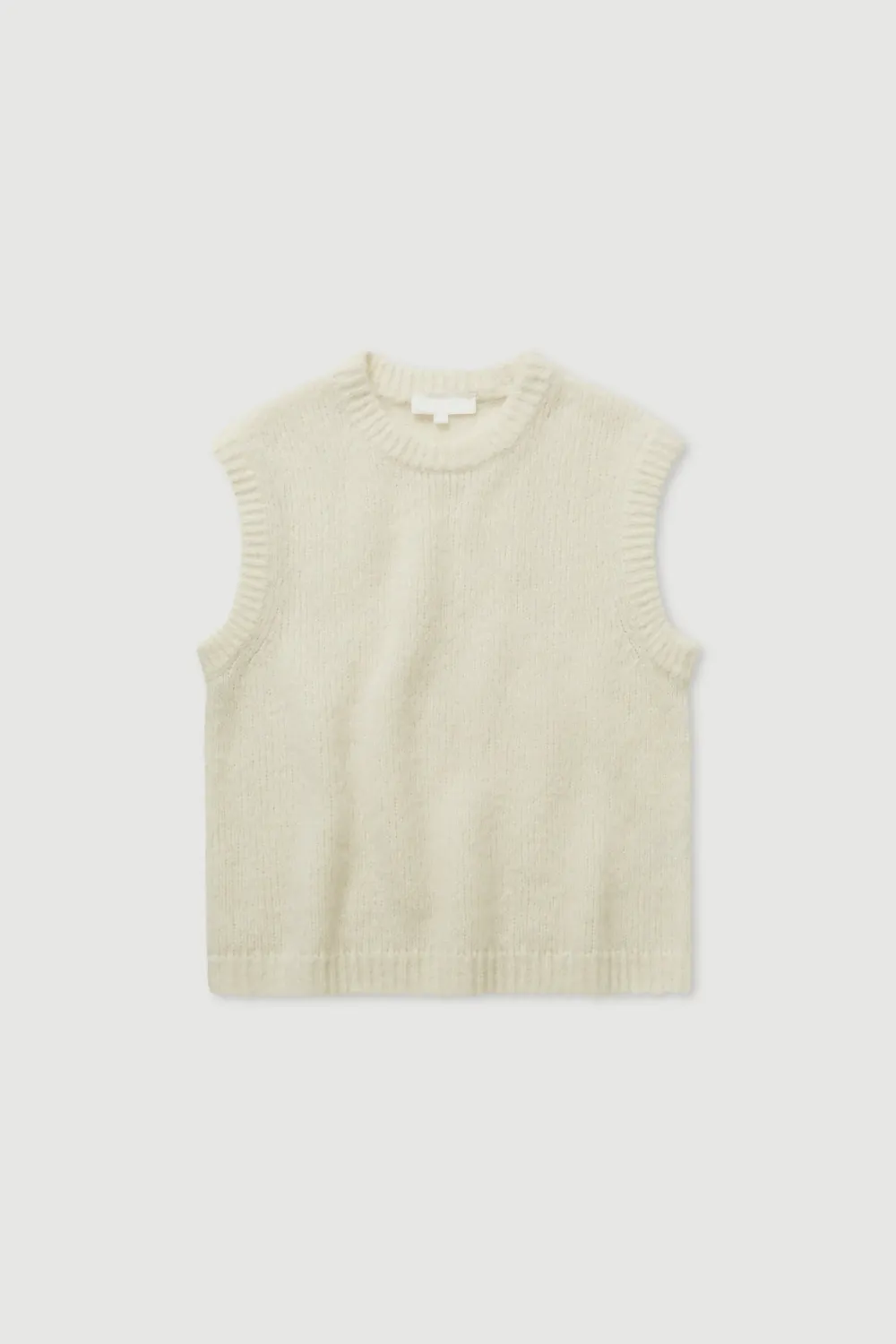 Camel Wool Ribbed Border Vest