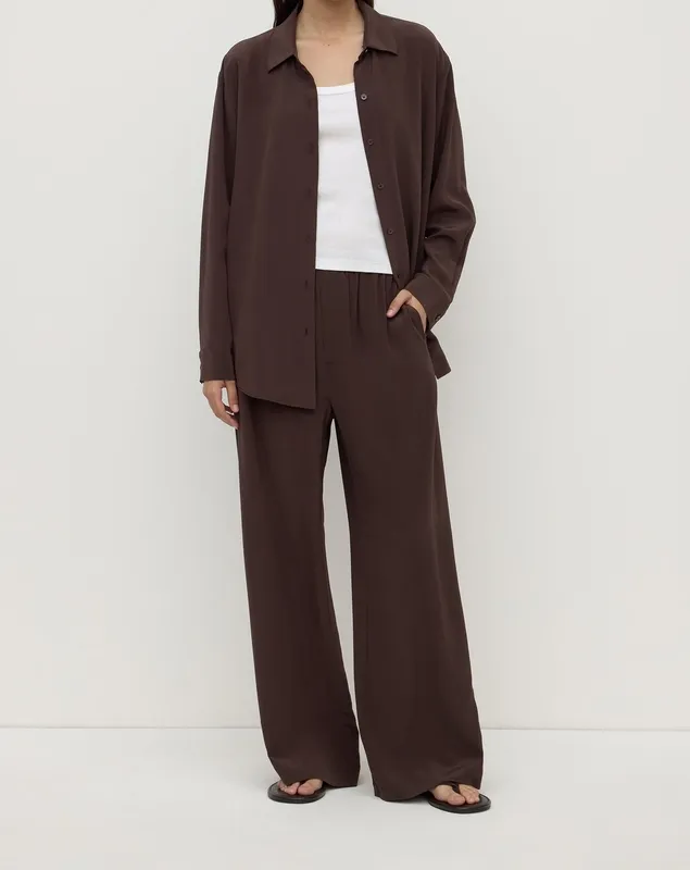 Ganache Relaxed Silk Straight-Leg Pant