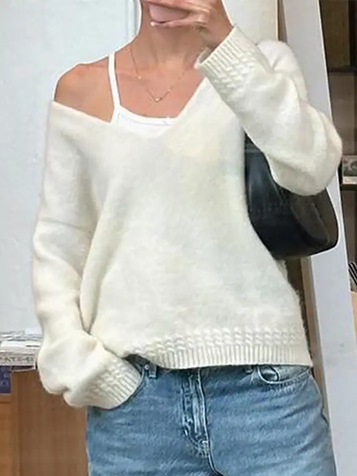 V-Neck Oversized Relaxed Sweater