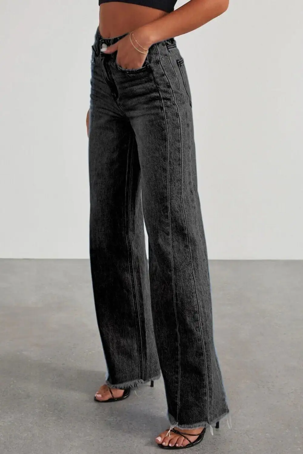 Raw Hem Mid Rise Jeans