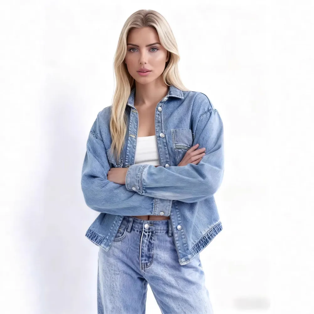 Washed Split-Hem Denim Shirt