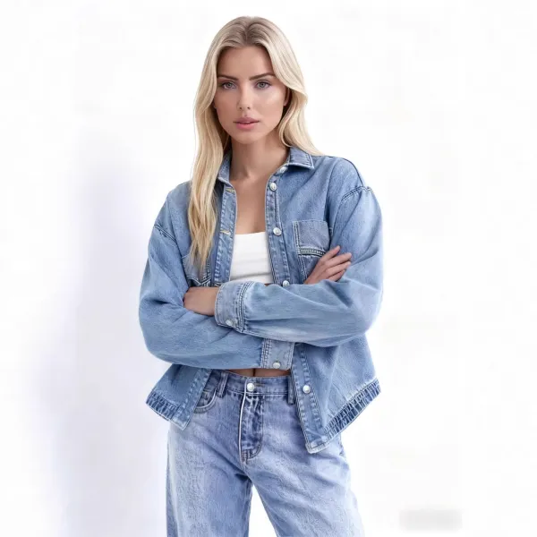 Washed Split-Hem Denim Shirt