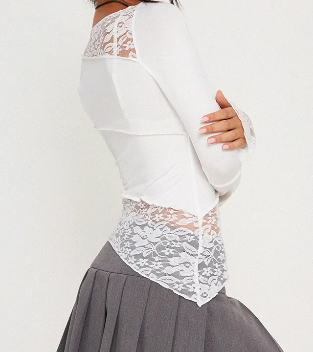 Essential Sheer Patchwork Long Sleeve Top