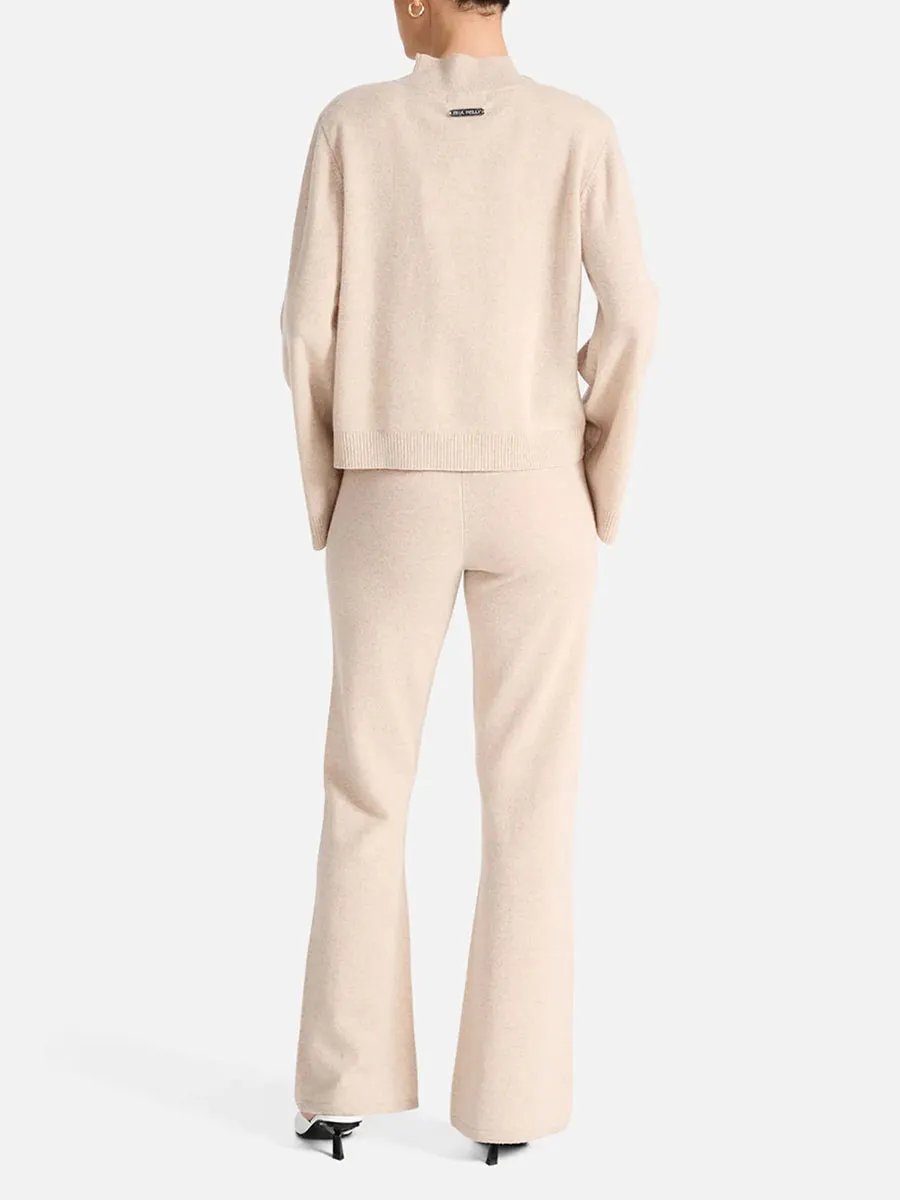Beige Turtleneck Knit Sweater