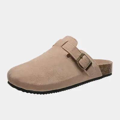 Buckle Suede Slides