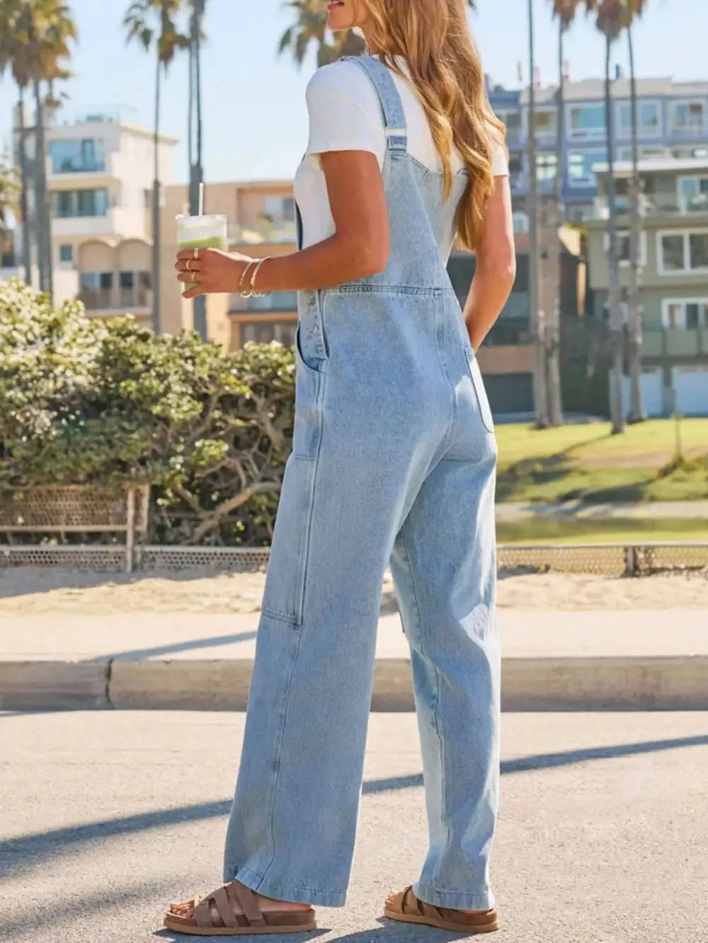 Denim Wide Leg Overalls