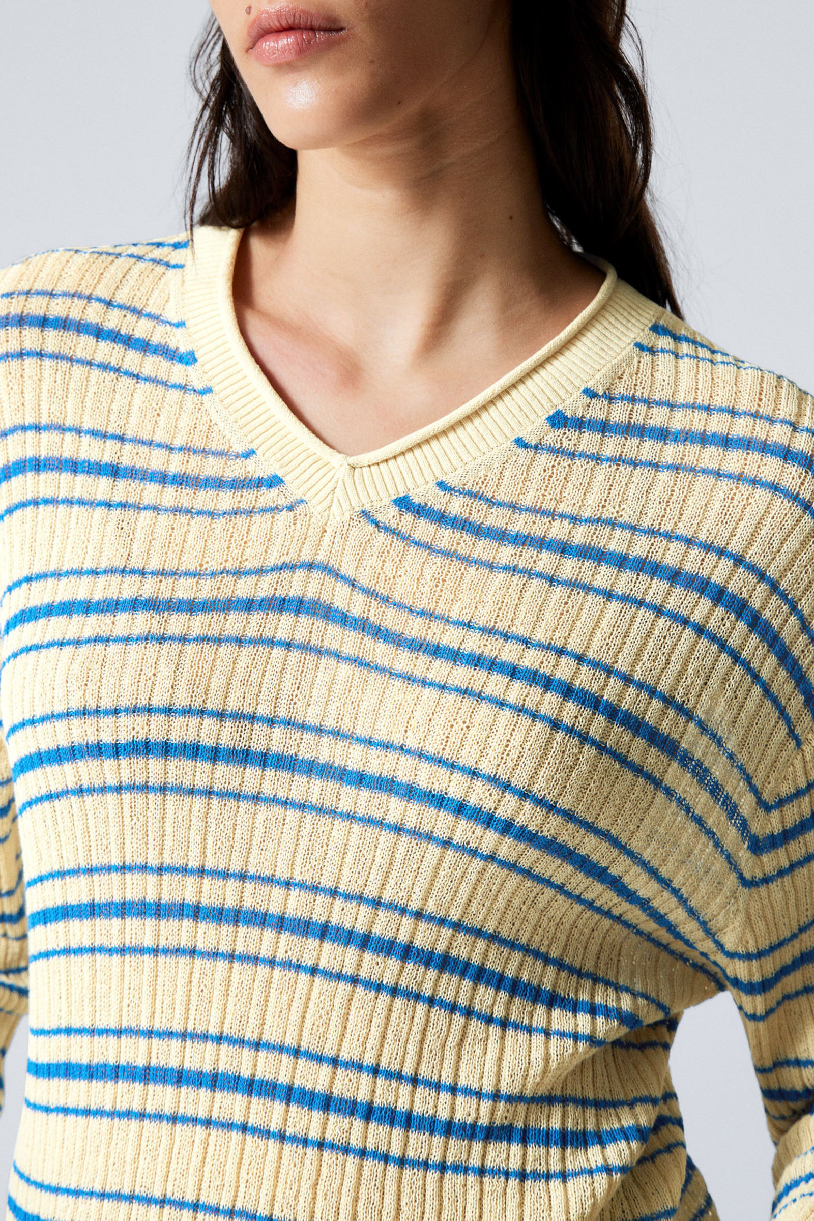 Striped V-Neck Long Sleeve Sweater