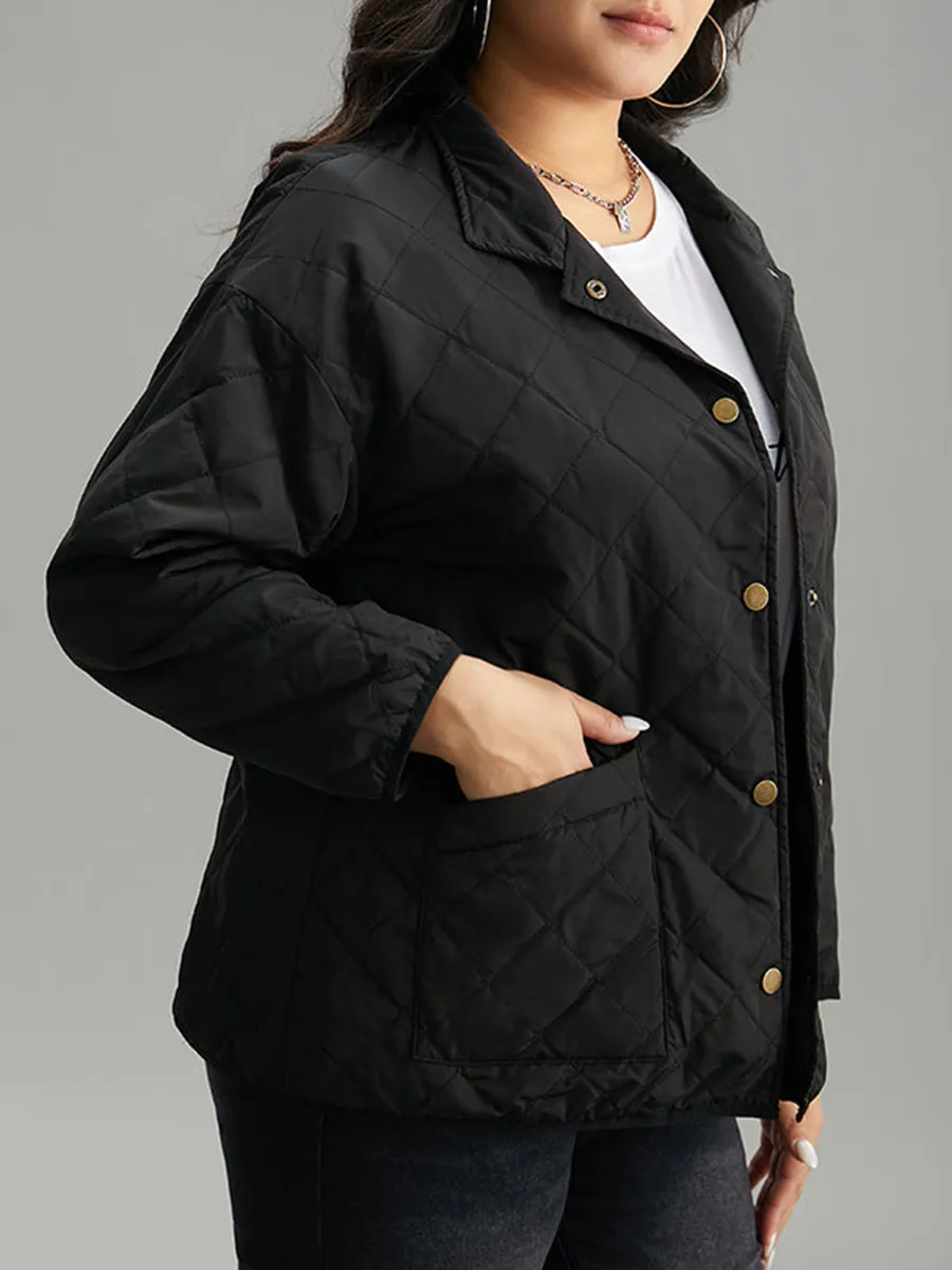 Black elegant plus size padded jacket for women