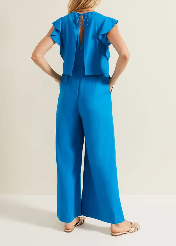 Loose Linen Solid Color Commuter Style Women's Jumpsuit