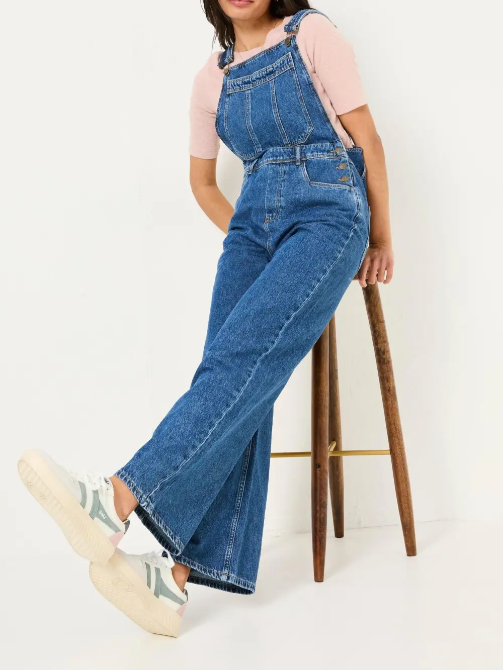 Alexa Denim Vintage Wide Leg Dungarees