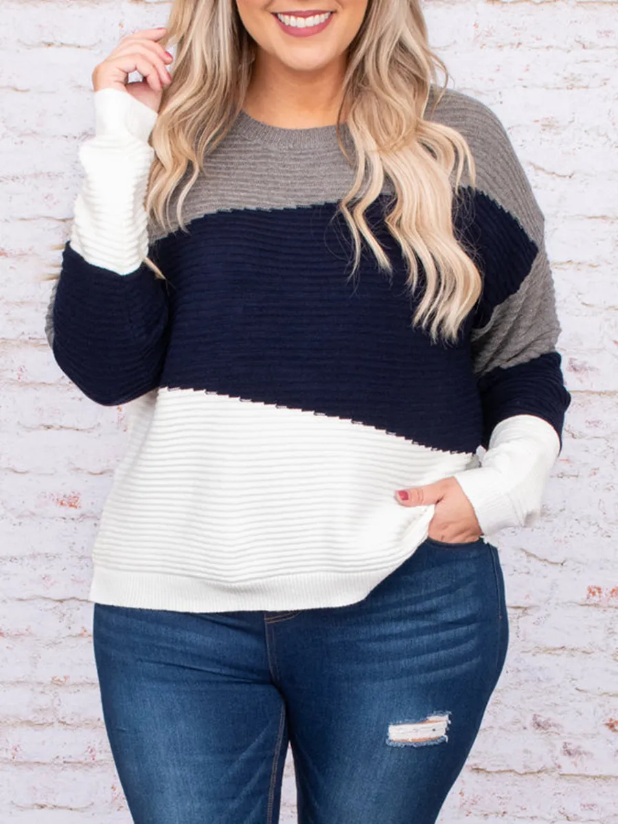 Multi Color Patchwork Loose Knit Sweater