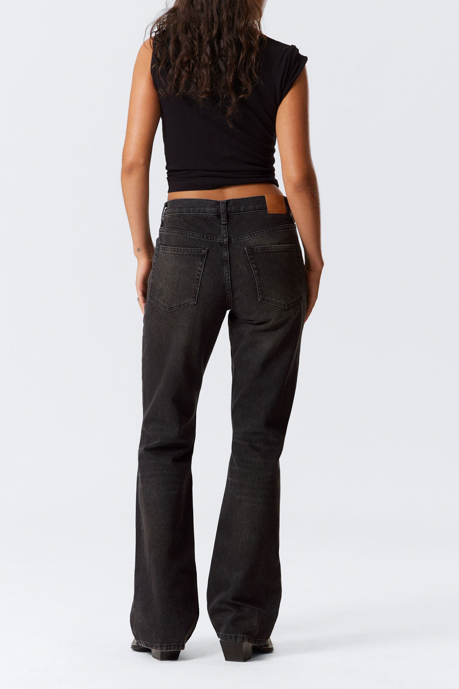 Pocketed Mid Waist Bootcut Jeans
