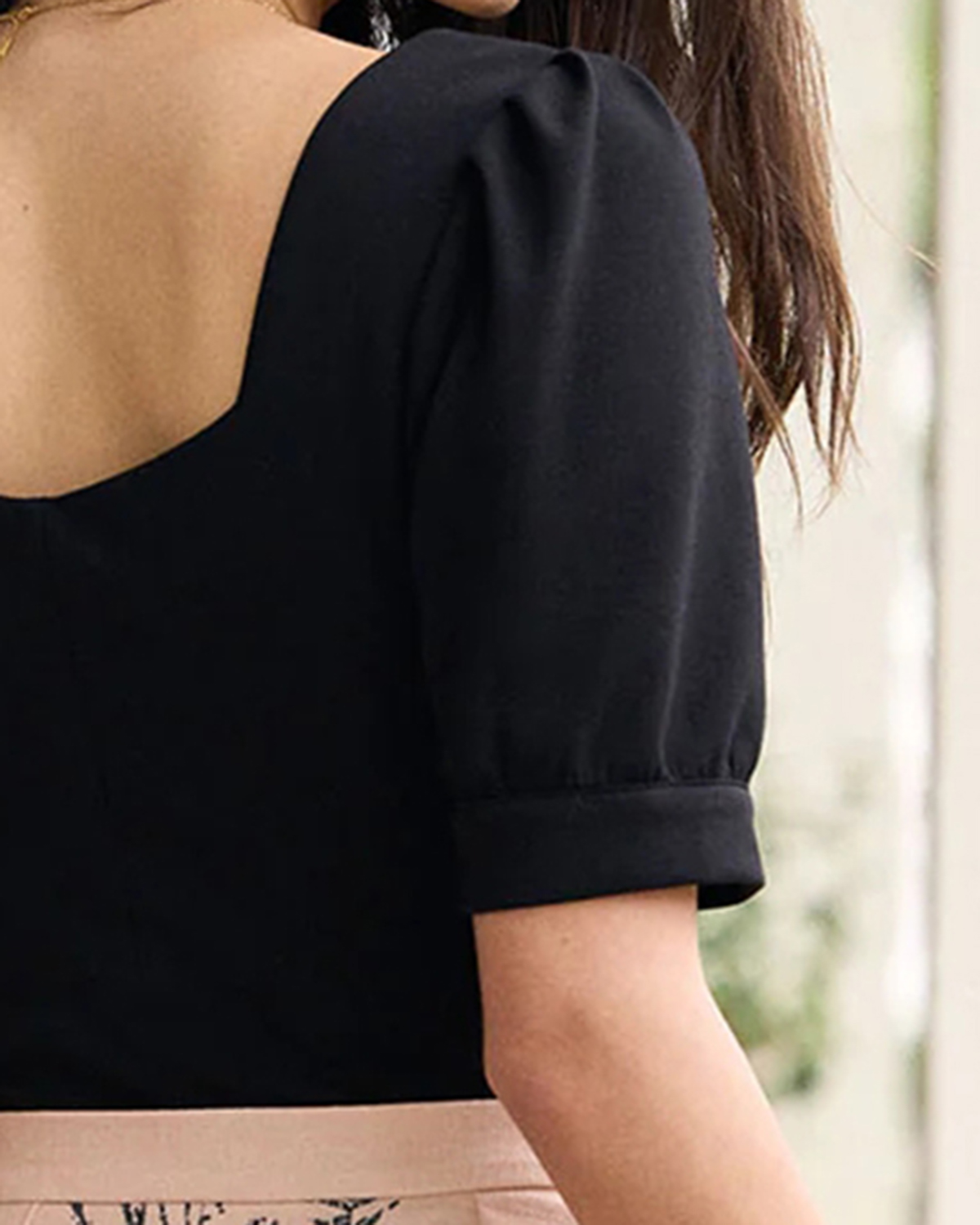 The Black V Neck Scalloped Knit Tee