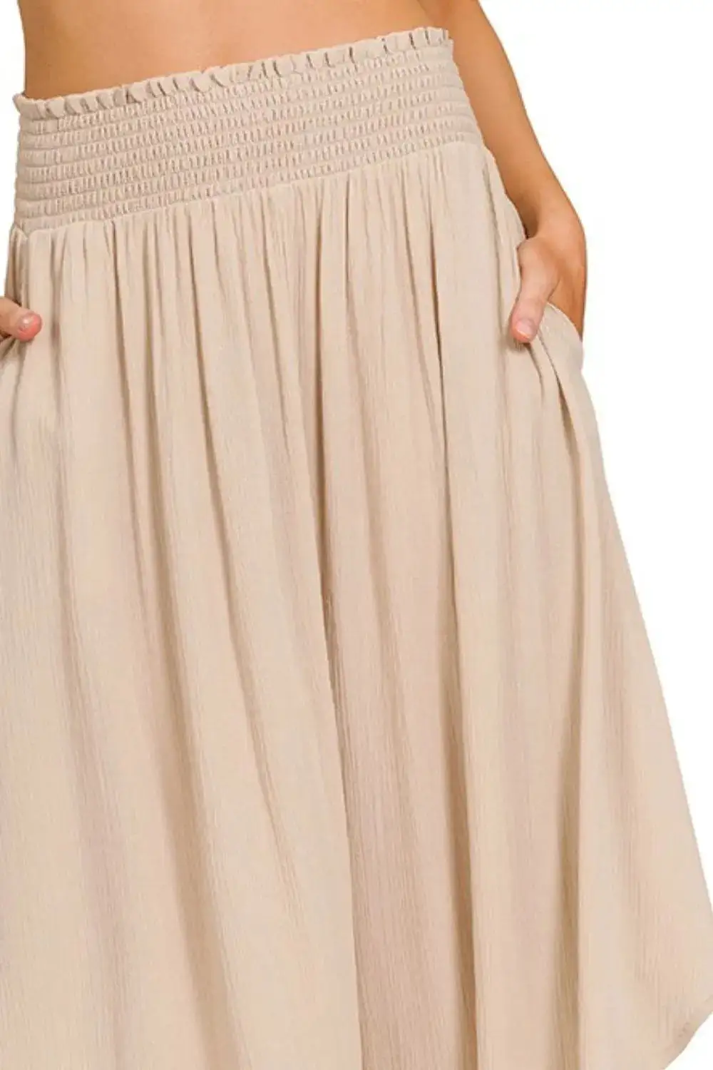 Classic Smocked Pocket Maxi Skirt