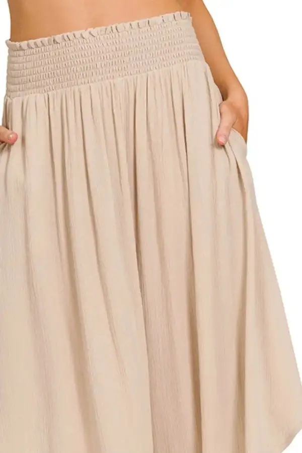 Classic Smocked Pocket Maxi Skirt