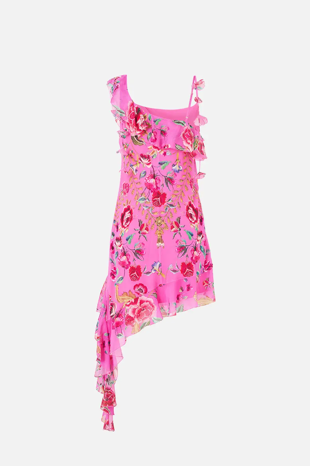 Asymmetric Hem Ruffle Dress
