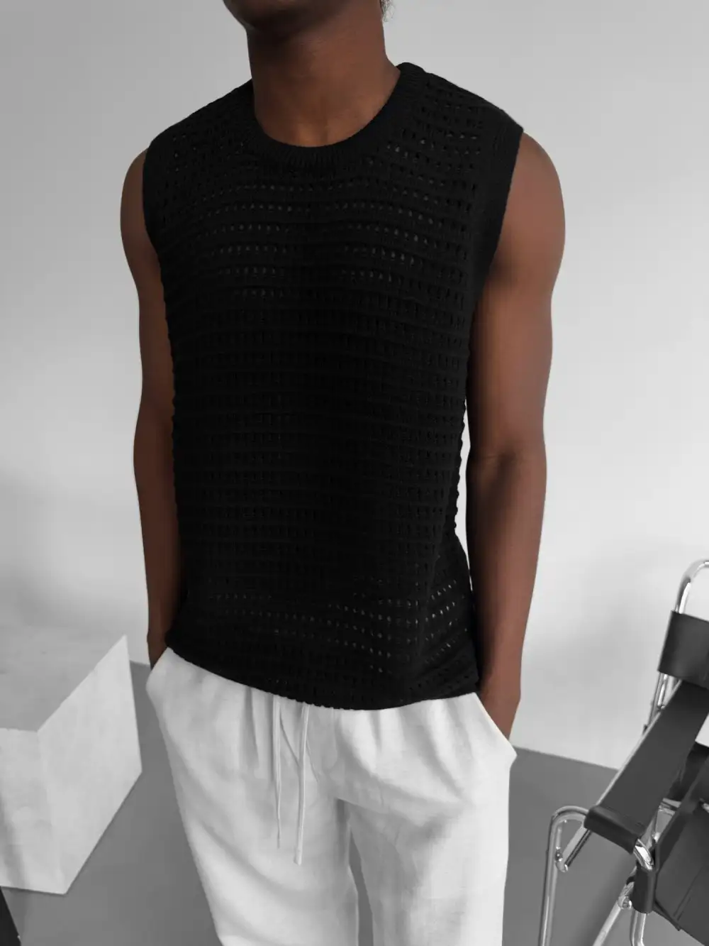 Everyday Relaxed Grid Texture Tank Top