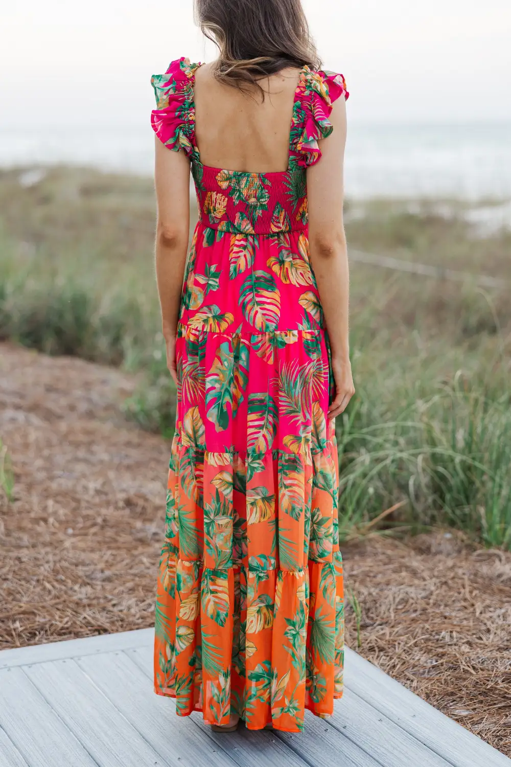 Enjoy The Views Fuchsia Pink Tropical Maxi Dress