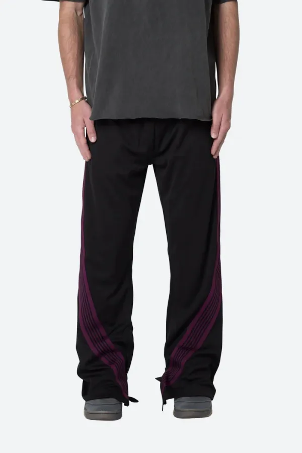 BLACK WITH PURPLE STRIPE TRACK PANTS