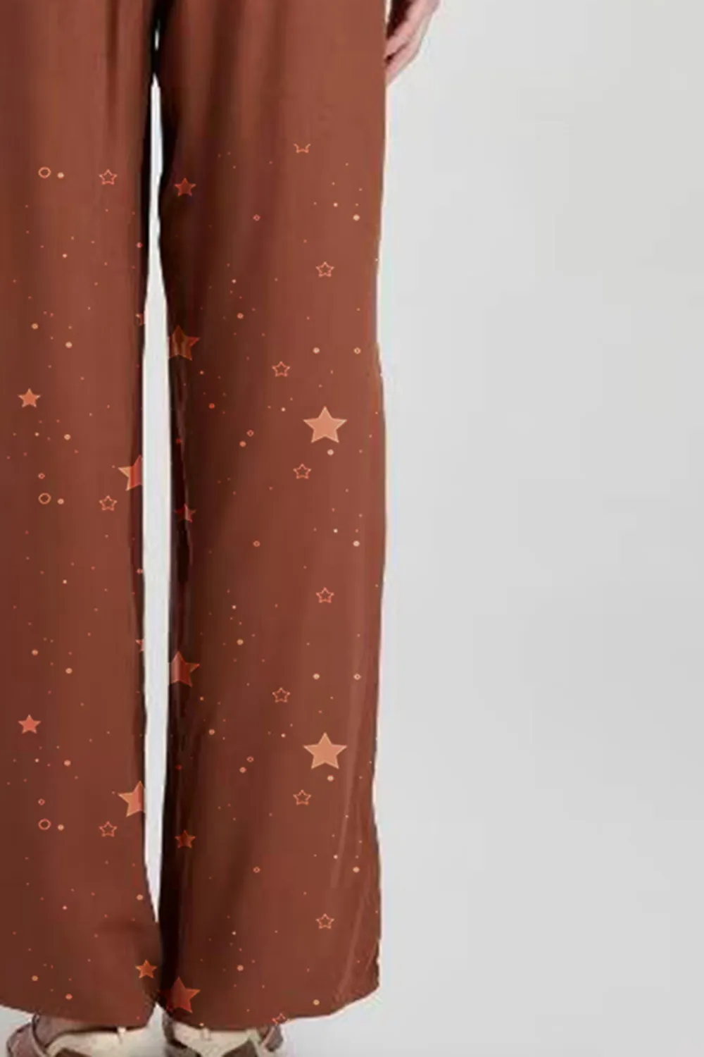 Star Print Elastic Waist Wide Leg Pants