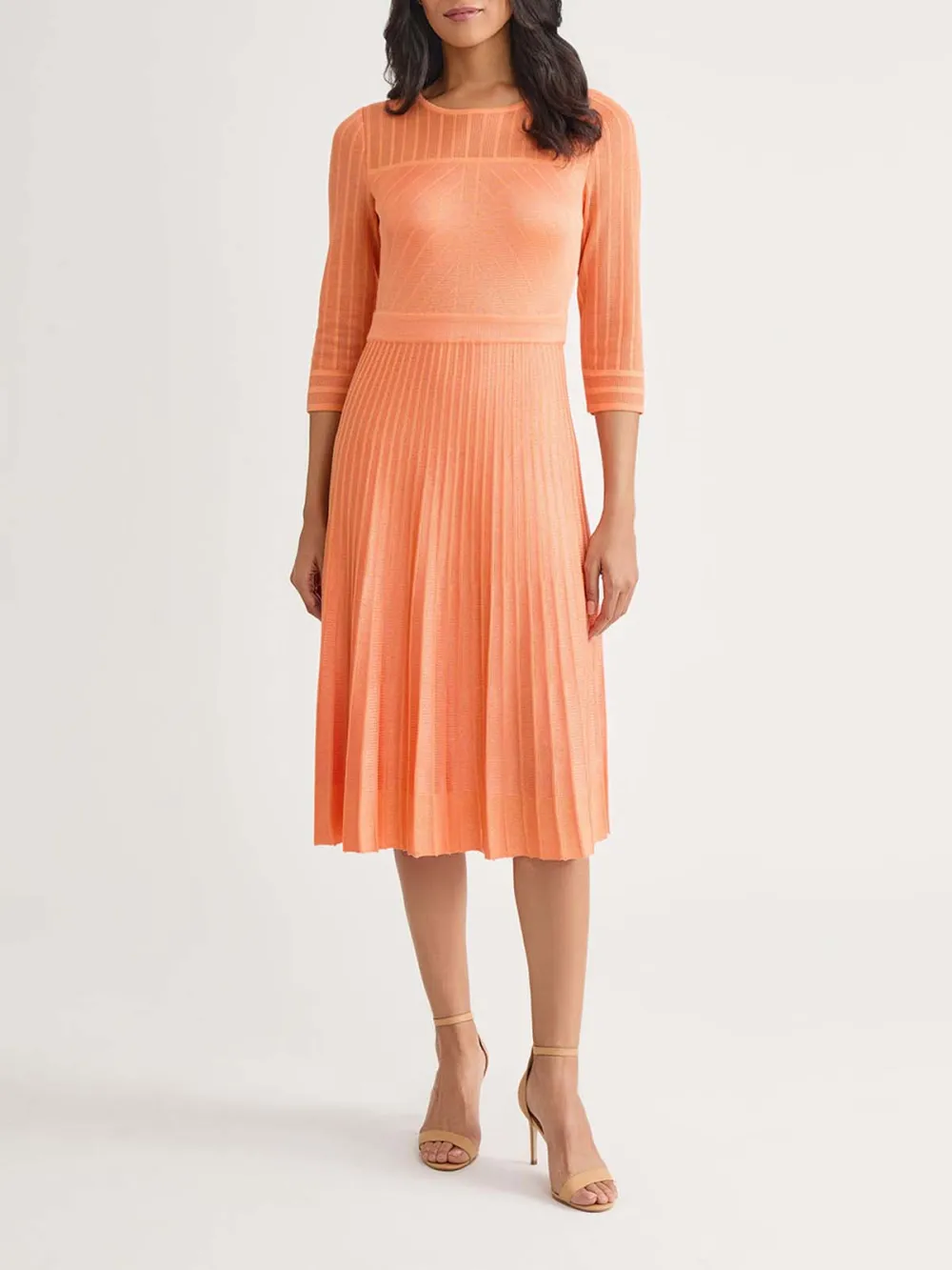 Three Quarter Sleeve Solid Color Knitted Dress