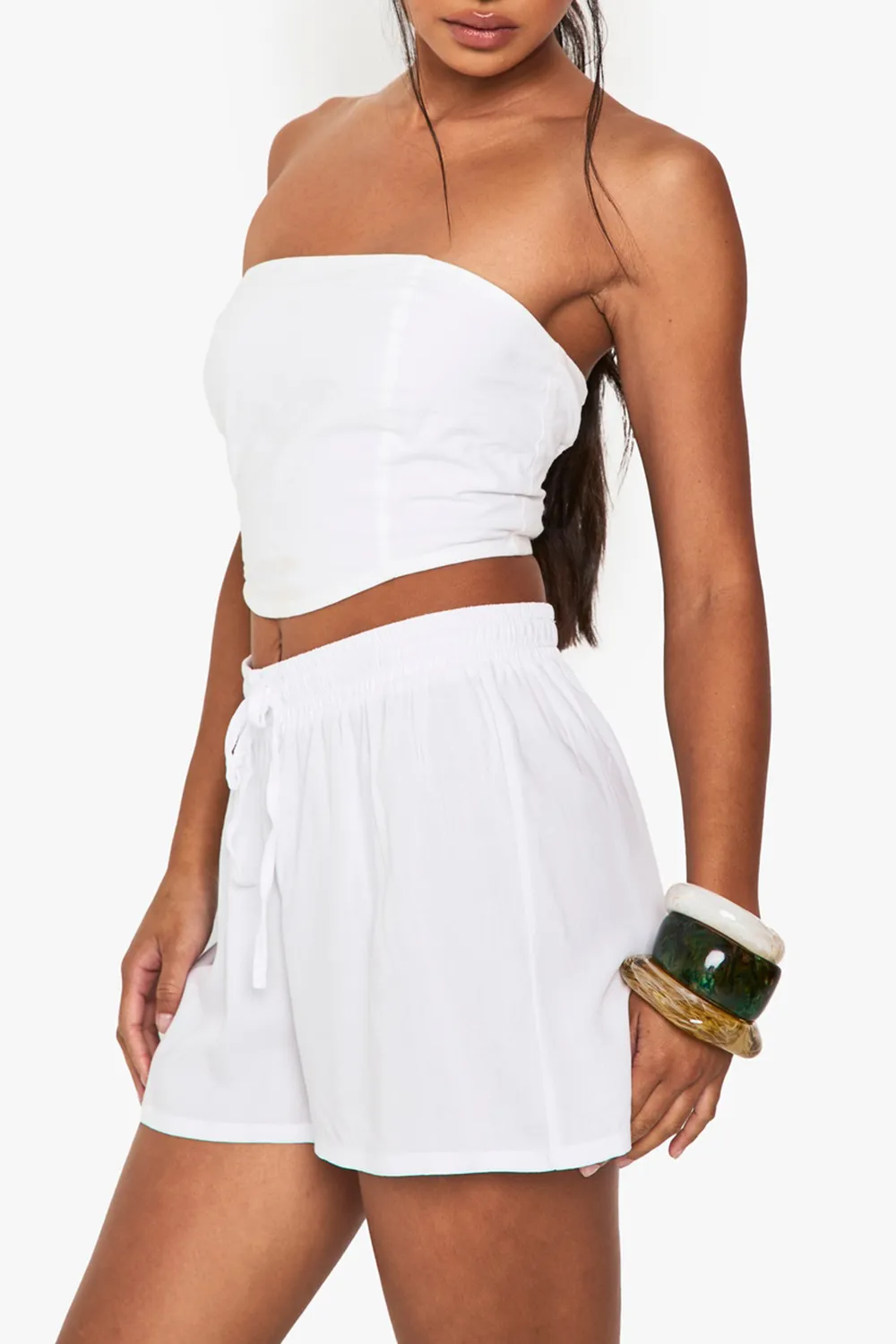 Cotton Blend Mid-Rise Women's Drawstring Shorts