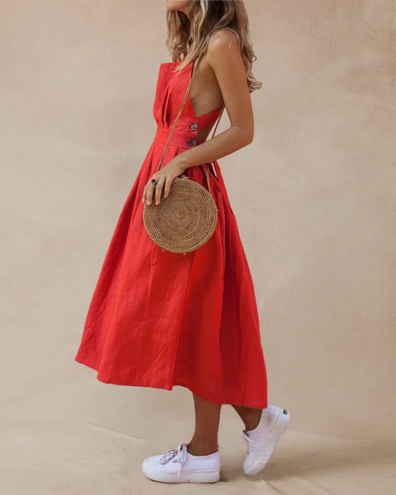 Backless Lace Up Dress