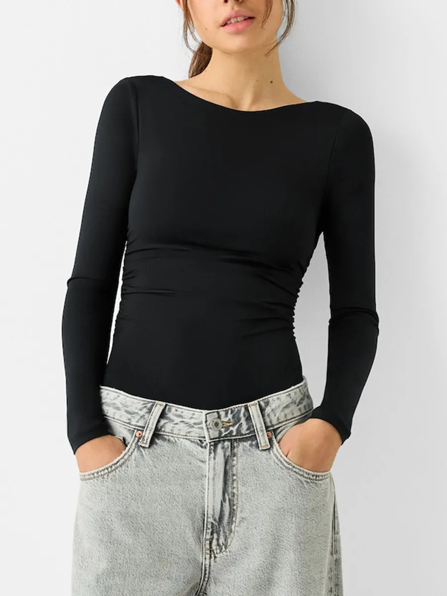 Body Manga Larga Frunce Lateral