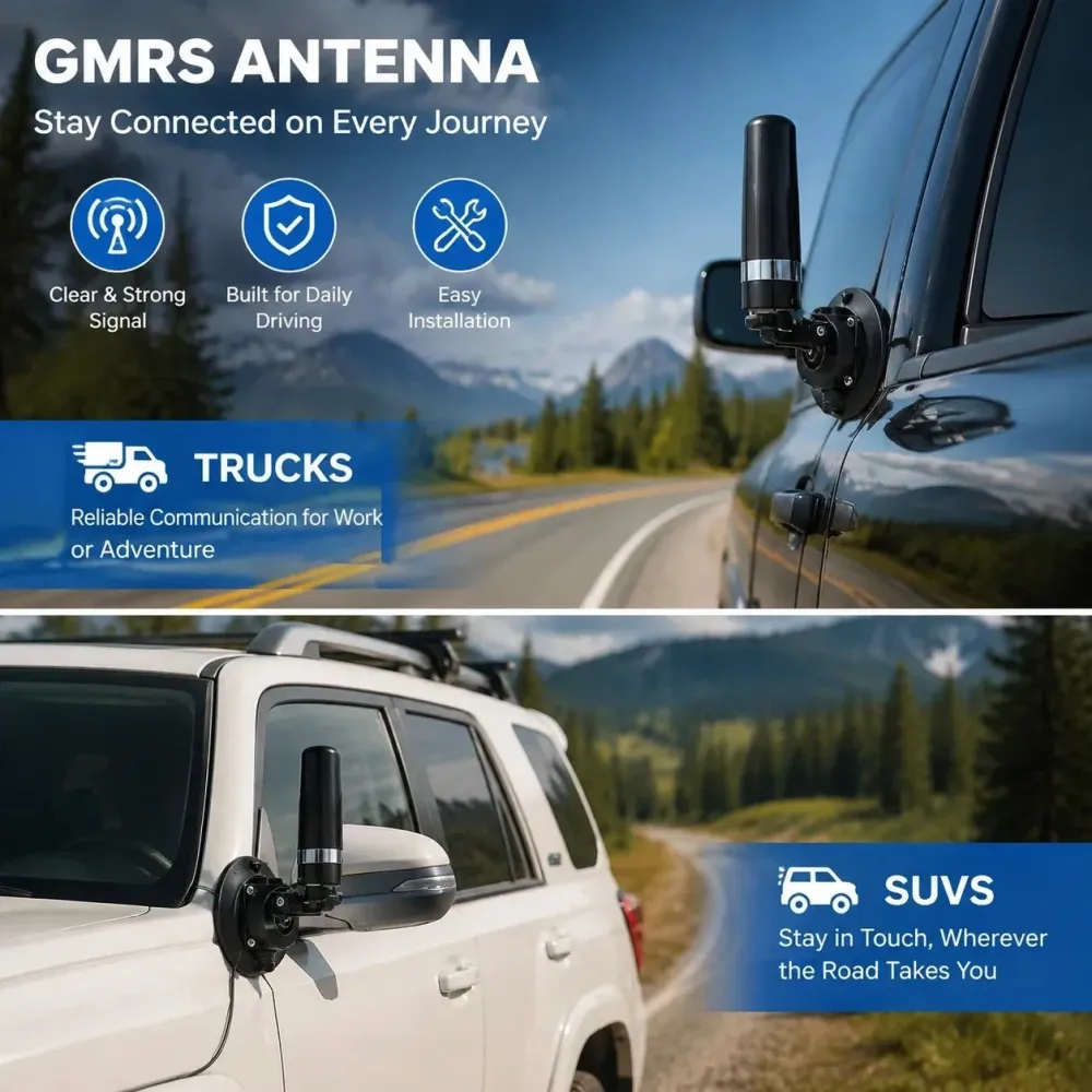 50% OFF - Universal GMRS Antenna Mount – Heavy-Duty Radio Antenna Bracket for Cars, SUVs, Trucks, Off-Road Vehicles & Boats
