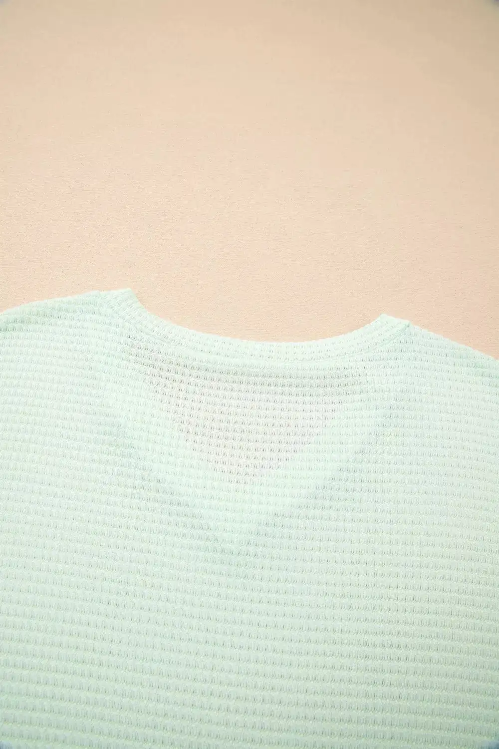 V Neck Short Sleeve Plus Waffle Knit