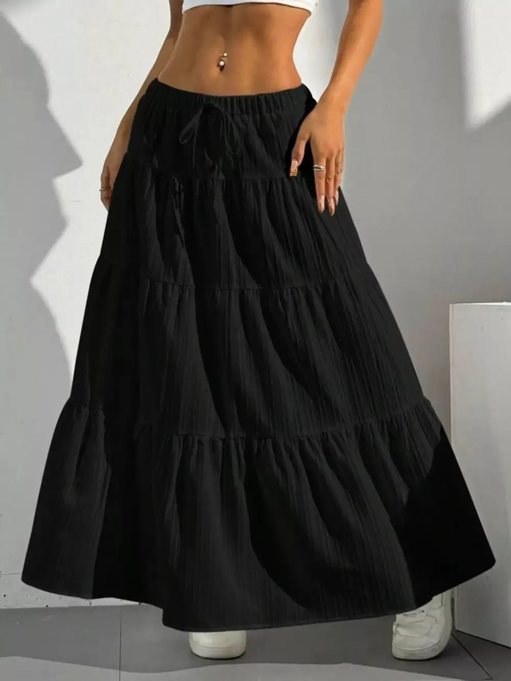 Modern Tiered Flowy Maxi Skirt