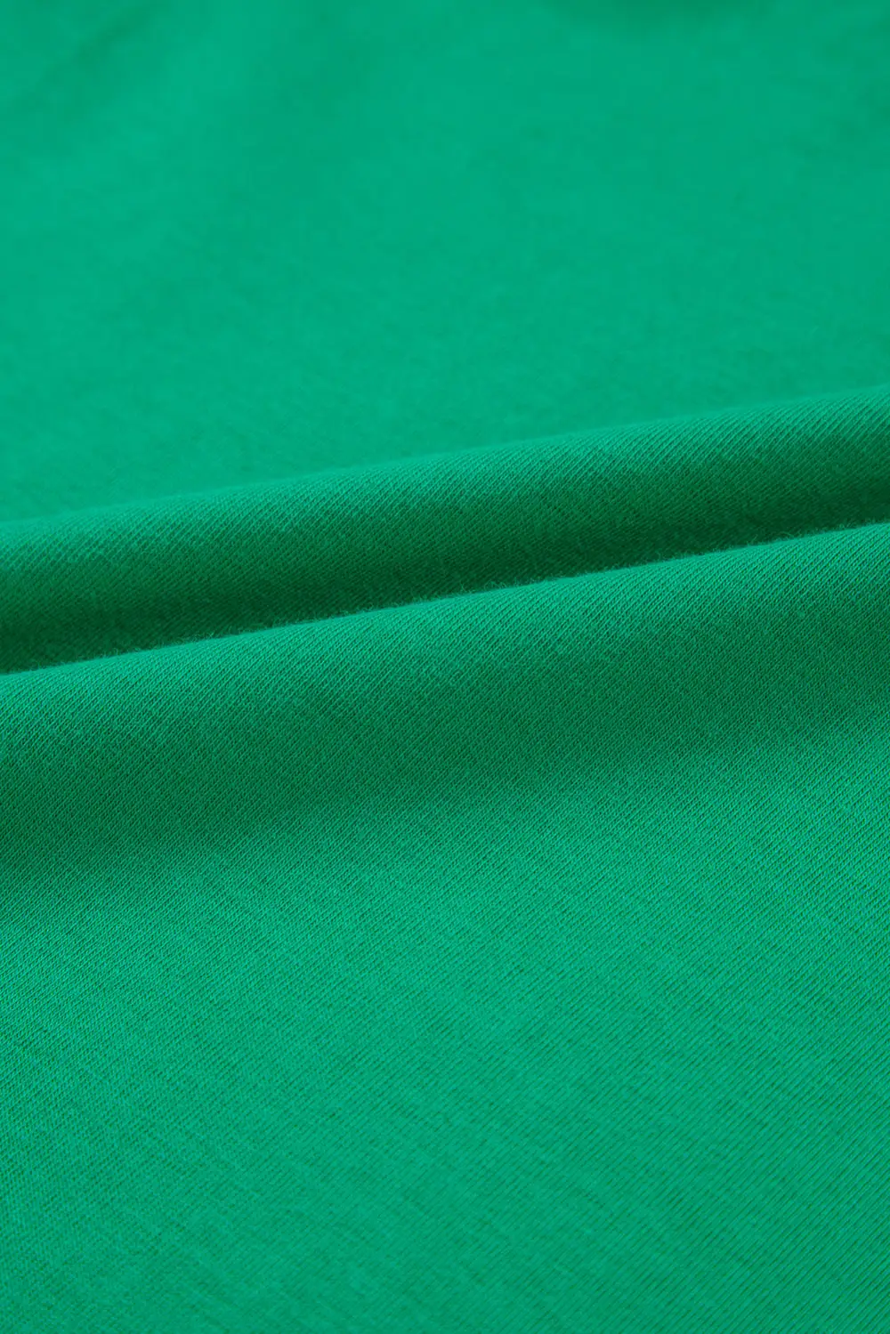 Dark Green Embroidered Ruffled Sleeve Slim Fit Crew Neck Top